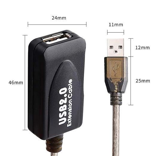 130 FT USB Extension Cable, USB 2.0 Type A Male to A Female Active Repeater Extension Cable 130 ft, High Speed 481 Mbps