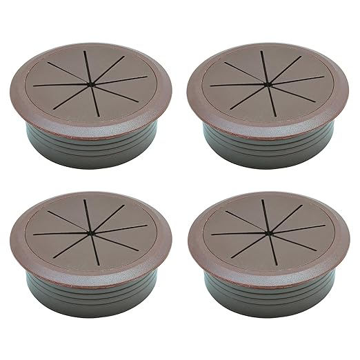 Desk Grommet 2" (50 mm), Desk Hole Cover for Cables Coffee, Cable Grommet ABS Plastic, Desk Hole Grommet for Office and Home Table Cable, Detachable & Flexible Cable Cord Organizer-4 Pcs
