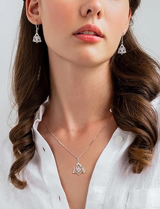 Starchenie Celtic Knot Dangle Earrings Sterling Silver Trinity Love Knot Leverback Earrings Gemstones Jewelry for Women