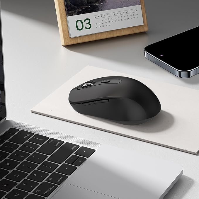 Wireless Mouse for Laptop, PC, Chromebook, Mac, MacBook, Silent Wireless Mouse with USB Nano Receiver, Side Button, 2400 DPI, Anti Slip Roller, 6 Button Ergonomics Cordless Computer Mice - Black