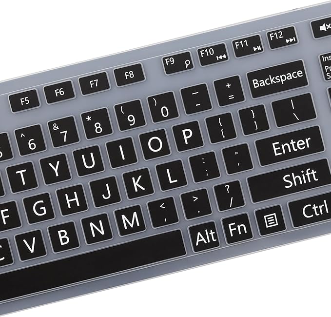 Large Print Keyboard Cover for Dell KM636 KB216 KB216t KB216d KB216p Wired & Wireless Keyboard, Dell Optiplex 5250 3050 3240 5460 7450 7050, Dell Inspiron Desktop 24" 27" 5400 5490 7790 3475 3670