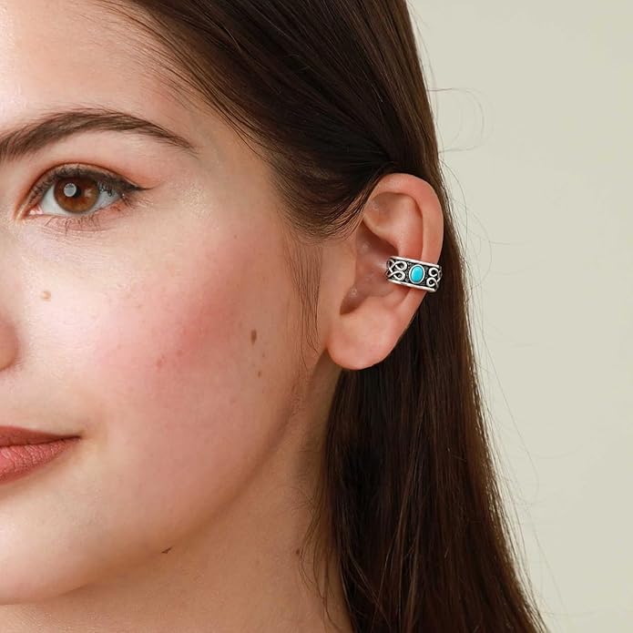 CHIC & ARTSY 925 Sterling Silver Ear Cuffs for Women, Non Piercing Clip On Cartilage Cuffs, Adjustable Fake Conch & Helix Earrings, Gold Plated & Oxidized Various Styles