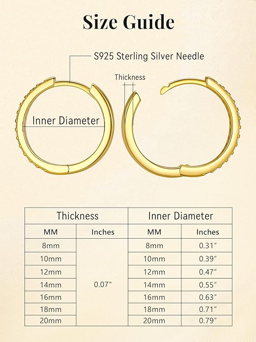 FaithHeart Sterling Silver Hoop Earrings for Women, Hypoallergenic Huggie Hoop Earrings Lightweight Small Cartilage Earrings Hoop Earring Dainty Everyday Earrings 6/8/10/12/14/15/16/18/20mm