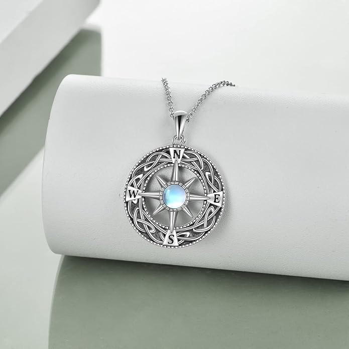 Compass Necklace Sterling Silver Celtic Knot Necklace Graduation Friendship Talisman Travel Necklace Inspirational Graduation Gift Jewelry Gifts for Women Girls