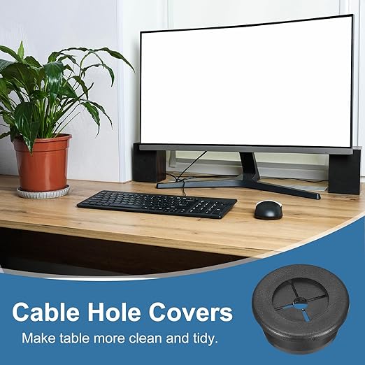 uxcell 4Pcs Cable Cord Grommet, 1"(25mm) Rubber Desk Grommets Wire Pass Through Hole Cover with Marked Cable Ties for Home Office Cable Wire Protection, Black