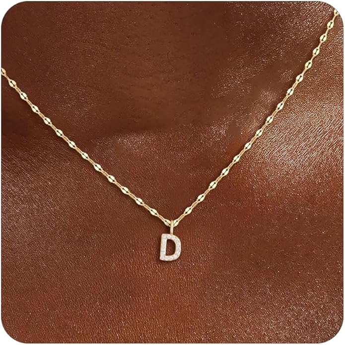 Initial Necklaces for Women,14K Gold Plated Necklaces, A-Z Letter Pendant Charm Necklace Trendy Dainty Hypoallergenic CZ Custom Personalized Name Necklace Gold Jewelry Birthday Christmas Gift for Her