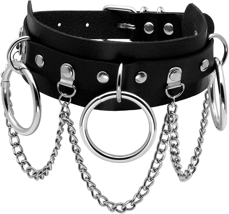 Eigso Vintage Punk Goth Studded Rivet Pu Leather Collar Choker Necklace with Spikes Adjustable