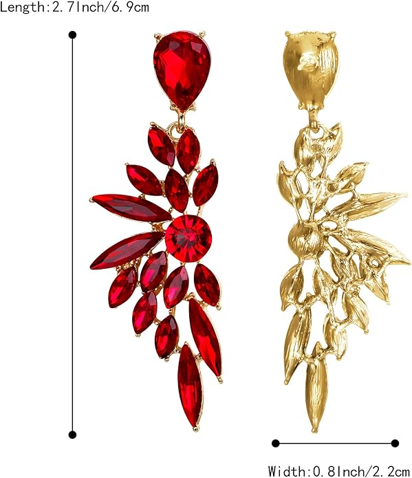 BriLove Women's Wedding Bridal Crystal Teardrop Multi Marquise Cluster Bling Dangle Earrings