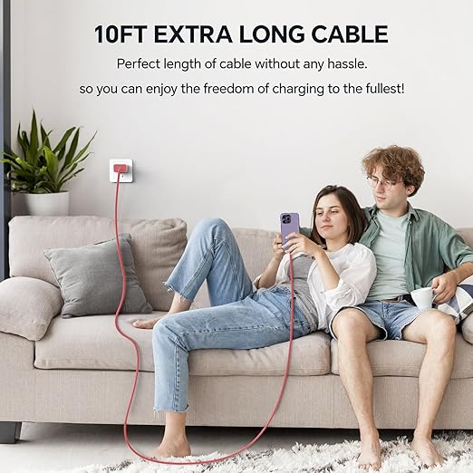 Compatible with iPhone 14 13 12 Charger, 20W Fast Charging Wall Charger,10 FT USB ightning Cable,Phone Charger Cord for Phone 14/13/12/12 Pro Max/11/Xs Max/XR/X,AirPods Pro and More(Pink/Yellow/Blue)
