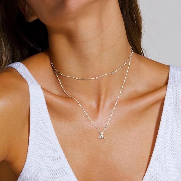 Yoosteel Valentines Gifts for Her Women - Layered Initial Necklaces for Women Trendy 14K Gold Plated Letter A-Z Necklace Gold/Silver Initial Necklace Stack Birthday Gifts for Teen Girls Jewelry
