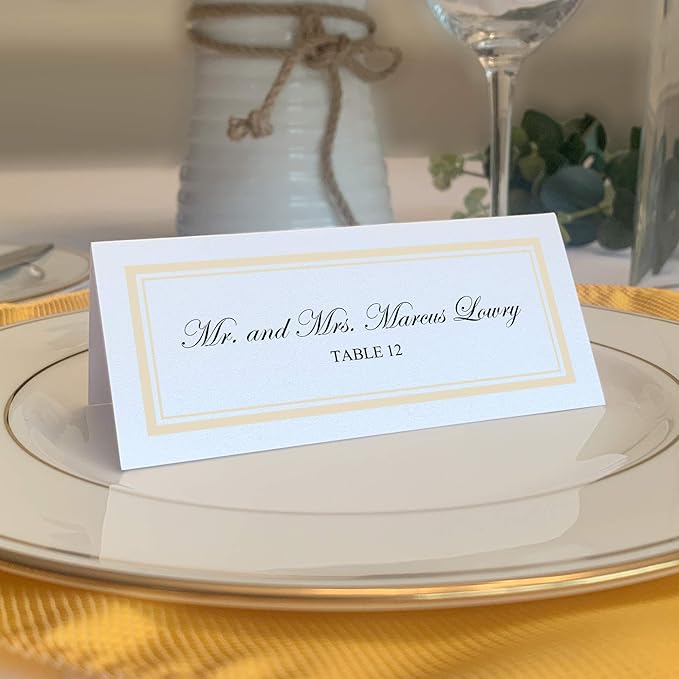 Double Line Border Printable Place Cards, Ivory (Choose Color), Set of 60 (10 Sheets), Laser & Inkjet Printers - Wedding, Party, Dinner, and Special Events - Made in the USA