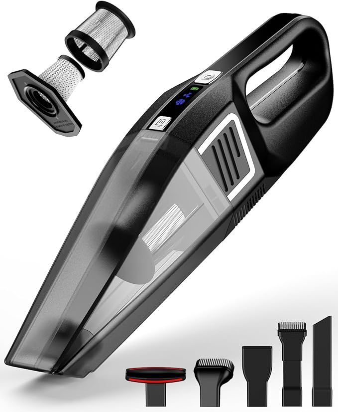 Handheld Vacuum Cordless, 9000PA Strong Suction, 2 Suction Modes, Fast Type-C Charging, Lightweight, Portable Car Vacuum Cleaner for Home Pet Office