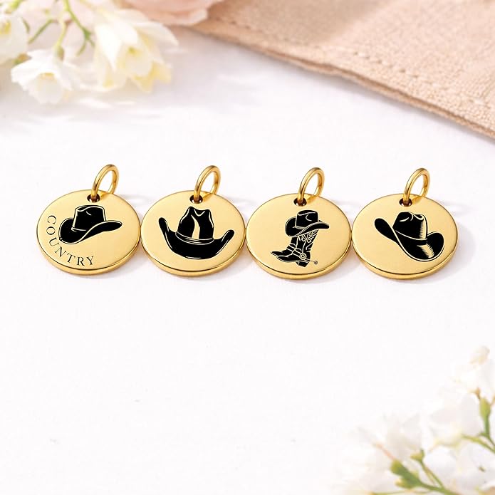 SM Design Western Charm Set of 4 – Stainless Steel Western Charms for Bracelets & Necklaces – Cowgirl, Ranch & Country Style Jewelry Charms – Western Gift for Women & Moms