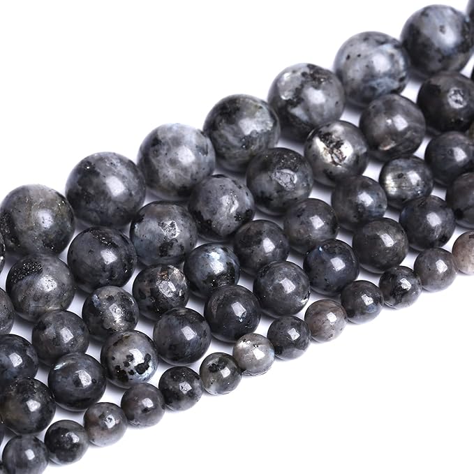 4mm 90pcs Natural Black Labradorite Stone Beads Round Larvikite Beads for Jewelry Making DIY Bracelet 15" (Black Larvikite Labradorite Beads, 4mm)