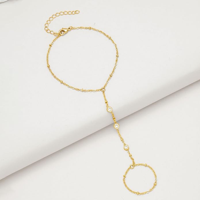 Gold Bracelets Set for Women Non Tarnish Trendy,14K Gold Plated Dainty Stackable Paperclip Cuban Link Chain Bracelets, Simple Cute Cuff Bracelets Jewelry Set Adjustable 7"+2"