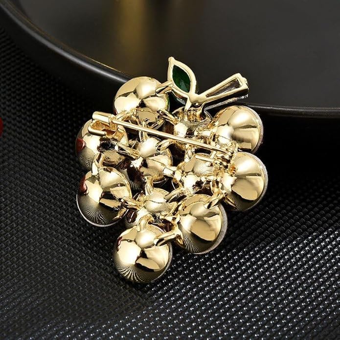 Fruit Brooch Austrian Crystal Rhinestone Brooch 18K Gold Plated Birthstone Lapel Pin Jewelry Birthday Gifts for Women Men