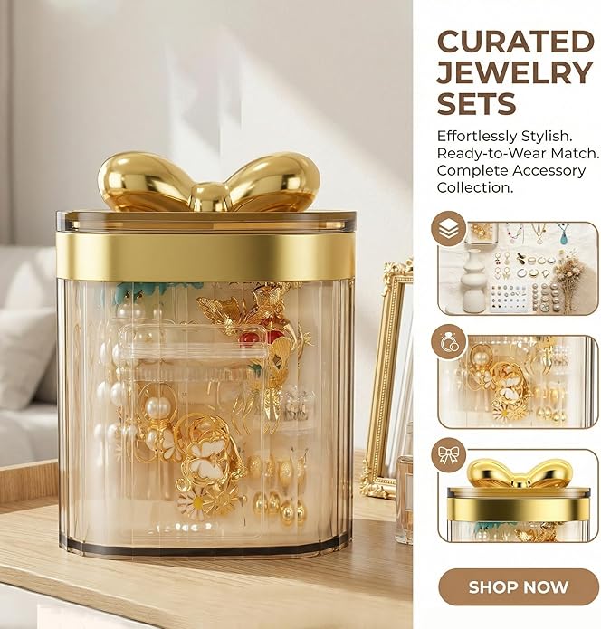 65-Piece Dainty Gold Mystery Jewelry Jar for Women, Multi-Style Gift Set with Earrings, Rings, Bracelets, Necklaces & Hair Clips – Unique Birthday Gift for Women Who Have Everything