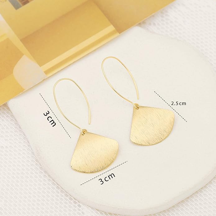 SOFYBJA Dainty 18K Gold Plated Disc Ball Triangle Sunburst Drop Earrings Long Dangle Lightweight Handmade Earrings Jewelry