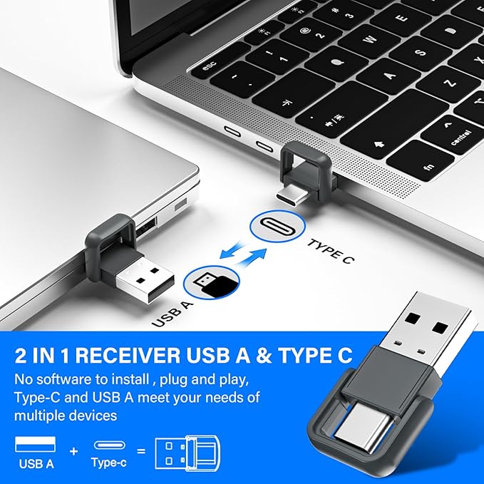 Presentation Clicker with Air Mouse - USB C Wireless Presenter Remote Clicker with Laser Pointer, RF 2.4GHz PowerPoint Clicker for Presentation, Computer Pointer Clicker Slide Advancer for Mac,Laptop