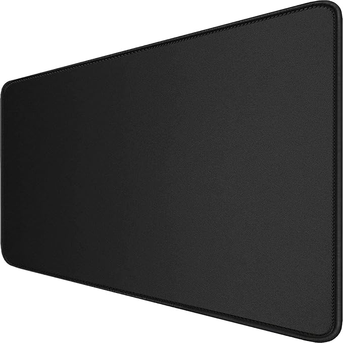 Large Extended Gaming Mouse Pad with Stitched Edges, 47.3 X 23.6 in Desk Pad Durable Non-Slip Natural Rubber Base, Waterproof Computer Keyboard Mat for Esports Pros, Gamer, Desktop, Black