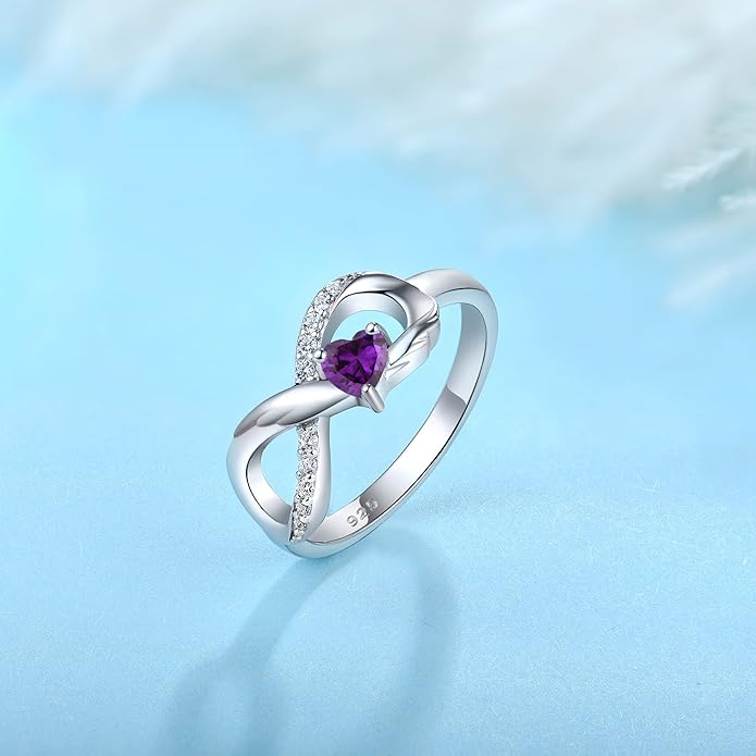 STARCHENIE Infinity Promise Ring 925 Sterling Silver Angel Wings Heart Ring for Women Size 5-10