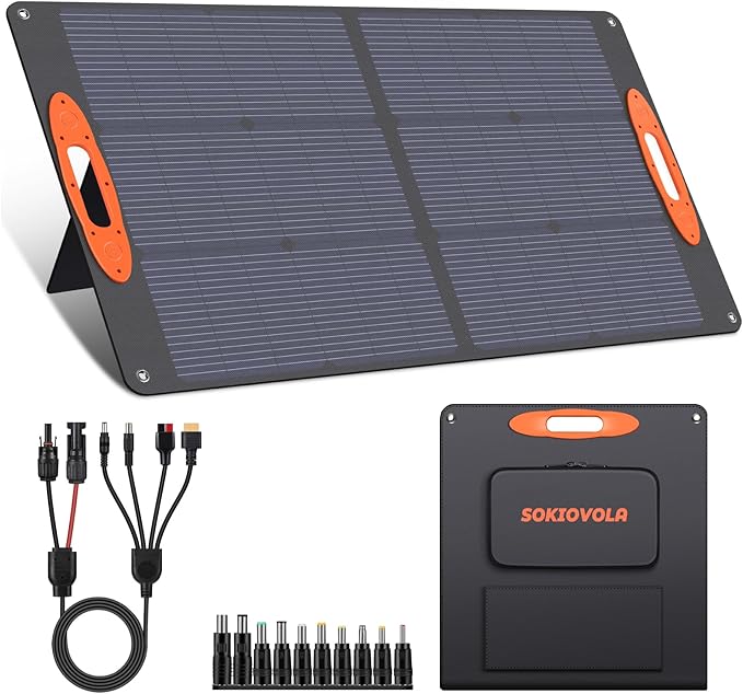 N-Type 16BB 100W Portable Solar Panel 18V Mono ETFE Foldable Solar Panel,25% High Efficiency IP68 Waterproof for Camping Outdoor RV Blackout