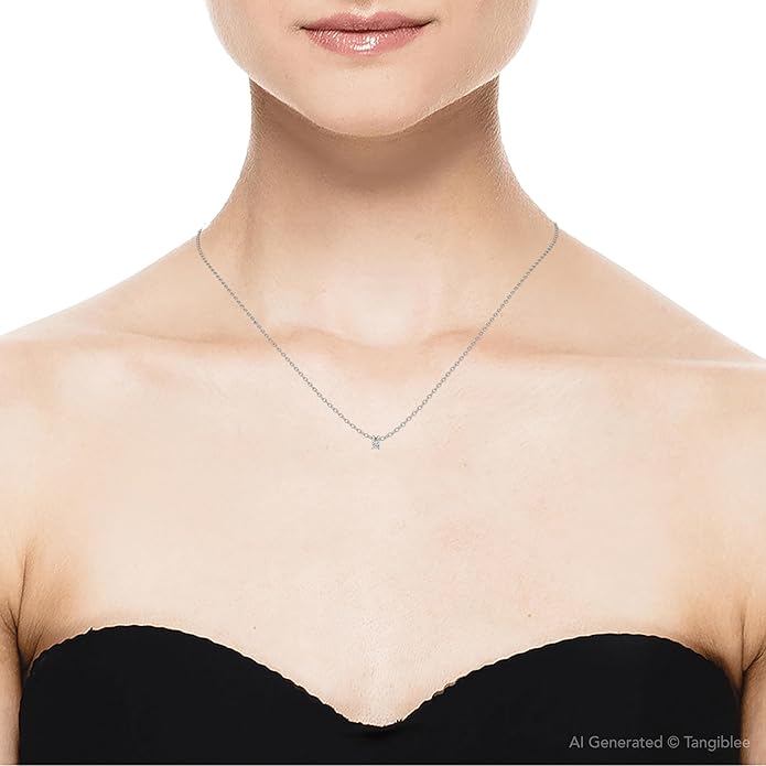 P3 POMPEII3 Pompeii 1/2Ct TW Diamond Solitaire Necklace Studs Set 14K White Gold Lab Grown (G-H,VS2-SI1)