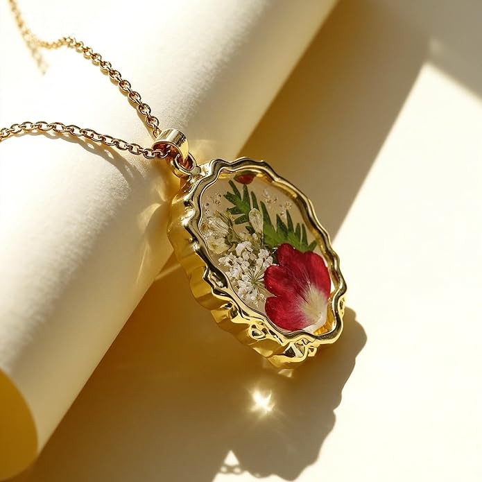 Birth Flower Necklace,1-12 Birth Month Flower Handmade Pendant Necklaces for Women Personalized Custom Floral Jewelry,Boho jewelry,Birthday Gift for Women Girls Best Friend