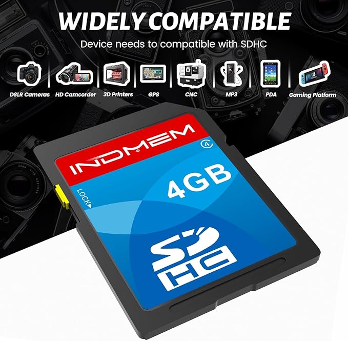 INDMEM SD Card 4GB, 8 Packs Class 4 4GB Flash Memory Card MLC Standard Secure Digital Cards Camera Card