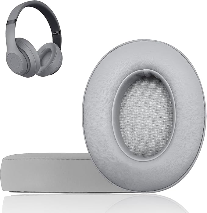 Replacement Ear Pads Cushions for Beats Studio（B0501、B0500），Beats Studio 2 & Studio 3 Wired & Wireless Headphones, Earpads with Soft Protein Leather, Noise Isolation Memory Foam - Grey
