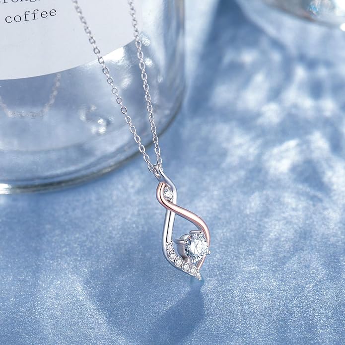 MISSLAN Necklaces for Women 925 Sterling Silver Womens Necklace Infinity Love Pendant Cubic Zirconia Necklace for Women