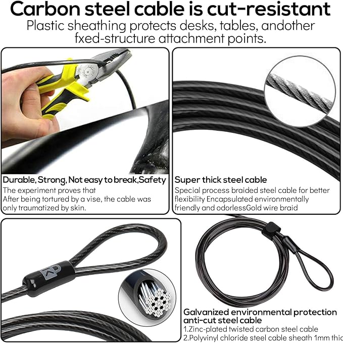 I3C Laptop Cable Lock 4 Digital Combination Lock Security Computer Cable Lock Anti Theft Combination Lock Compatible for Tablet Laptop (1 Pack)