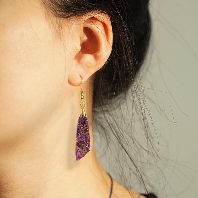 Jasper Stone Earrings for Women Trendy Dangle Earrings Fishhook Drop Earrings