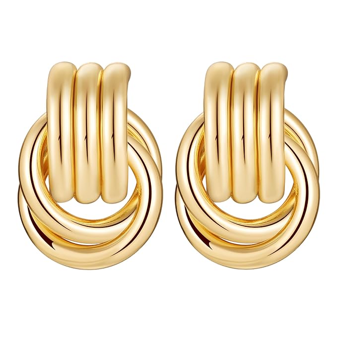 Knot Link Statement Earrings for Women, Drop Dangle Geometric Knot Earrings, Women's Jewelry-M Size