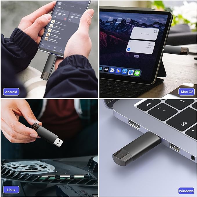 64GB USB C Flash Drive Dual USB 3.0 Flash Drive Type C + USB A Portable Type-C Flash Drive 2-in-1 USB-C Thumb Drive for Smartphone Tablet Computer Mac iPhone 16 (2packs)