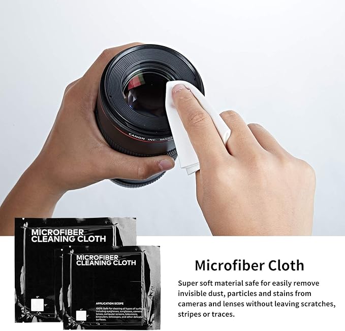 Professional DSLR Camera Cleaning Kit with APS-C Cleaning Swabs, Microfiber Cloths, Camera Cleaning Pen, for Camera Lens, Optical Lens and Digital SLR Cameras.
