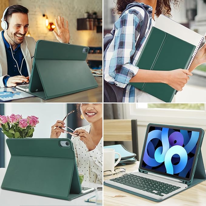 TaIYanG for iPad Air 11 inch Case with Keyboard for iPad Air 5 2022/iPad Air 4th Gen Keyboard Case with Pencil Holder - Flip Stand Cover for iPad Air 11" M3/M2/iPad 5th 2022/ 4th 2020