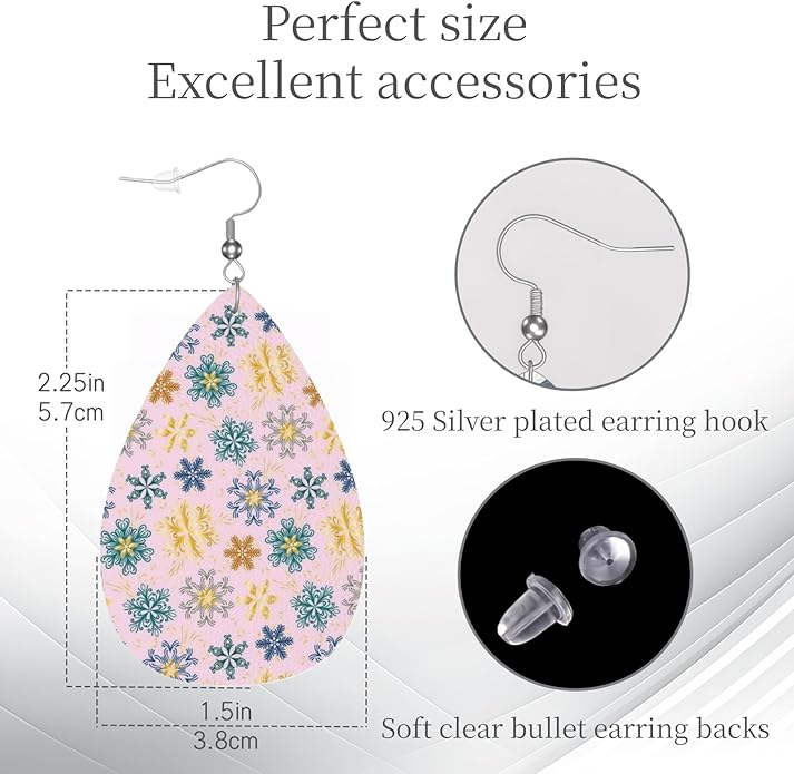Teardrop Style Leather Earrings Outer Layer Silver Plating Hypoallergenic, Fashion Accessories Suitble Casual Outfits Parties Daily Wear for Sister Mom Wife Friends