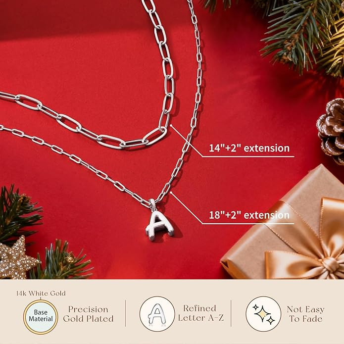 adoyi Valentines Day Gifts for Women Hers Dainty 14K Gold Plated Heart Initial Necklaces Layered Letter A-Z Pendant Necklace Stack Trendy Jewelry Birthday Valentines Day Gifts for Women Jewelry