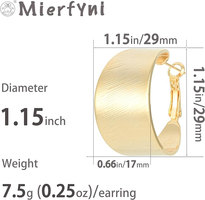 Big Chunky Gold Hoop Earrings for Women Trendy 14K Gold Plated Large Thick Gold Hoops