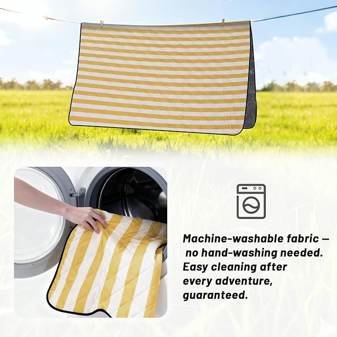 Extra Large Picnic Blanket 80"x80" – Waterproof Outdoor Mat for Beach, Park, Grass, Lawn, Camping, Sandproof & Foldable, Perfect Wedding Registry Gift, Portable Rug for Family Picnics