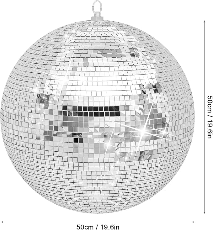 Disco Ball, 12/16/20 Inch Hanging Disco Ball, Mirror Ball for Party Decoration, Wedding, DJ Club, Stage, Birthday, Christmas, New Years Celebration (Silver, 20Inch)