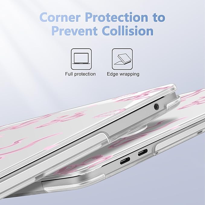May Chen for MacBook Pro 13 inch Case 2022 2021 2020 Release A2338 M2 M1 A2289 A2251, Plastic Crystal Hard Shell Case Cover for MacBook Pro 13 inch Touch Bar Fits Touch ID, Heart Bow