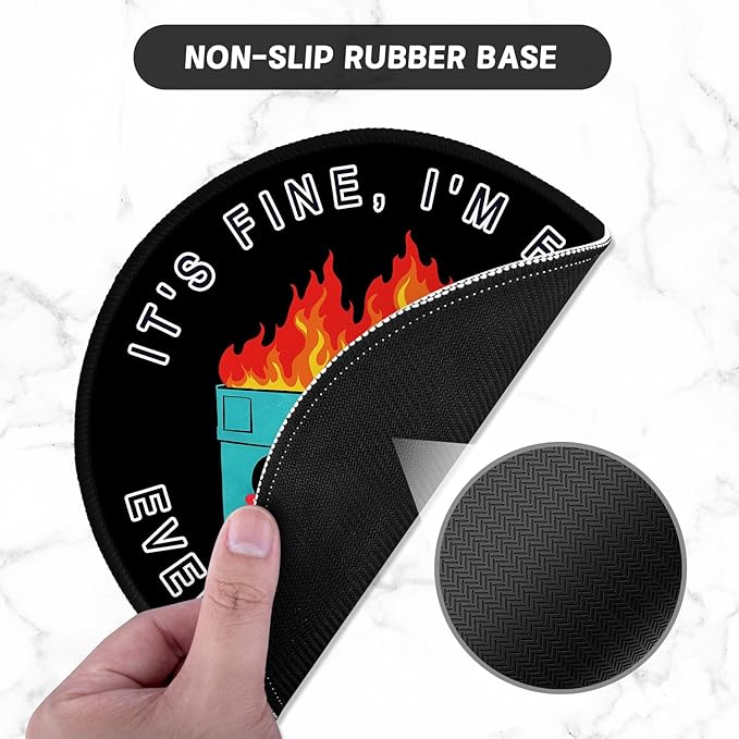 ITNRSIIET Round Mouse Pad with Stitched Edge Premium-Textured Waterproof Non-Slip Rubber Base Desktop Protection Mat Diameter 8.7 inches, Cute Dumpster