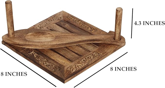 eTroves Wooden Napkin Holder Flat Tray Weighted Fish Shape Bar on Top With Toothpick Holder, 8 Inch, Brown