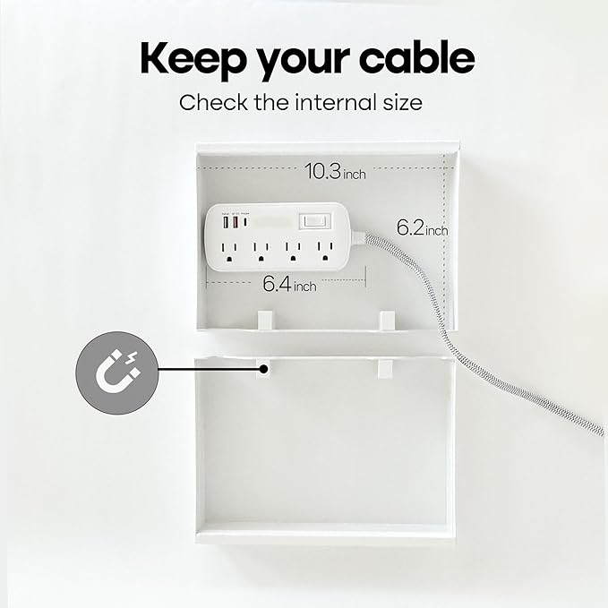 Book Shape Decorative Cable Management Box - Expandable Cable Organizer Box with Magnetic Closure for Home & Office (Serif, Standard)