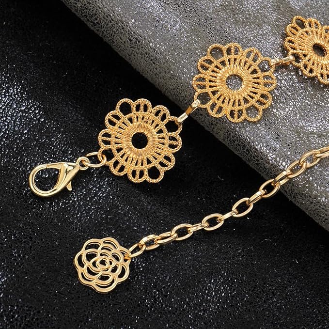 Small Flower Metal Belt Chain - Adjustable Waist Chain for Women's Dresses