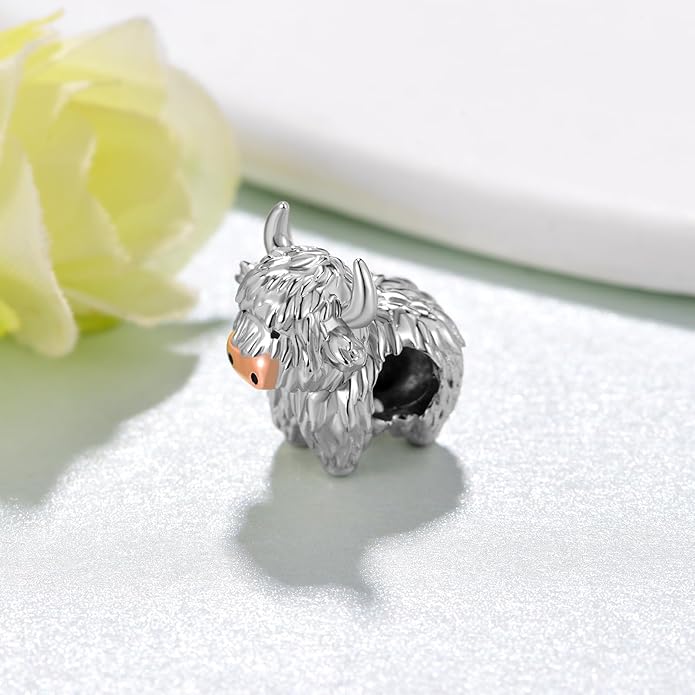 Highland Cow Charm 925 Sterling Silver Cow Charms for Bracelets Cow Jewelry Highland Cow Jewelry Gifts