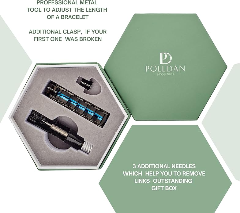 POLLDAN® 3X Power Magnetic Bracelets For Men | 6200 Gauss Strength Mens Titanium Bracelet with Fold-Over Clasp, Adjustable Length, Gift Box, Sizing Tool | Innovative Magnets Alloy - Patent