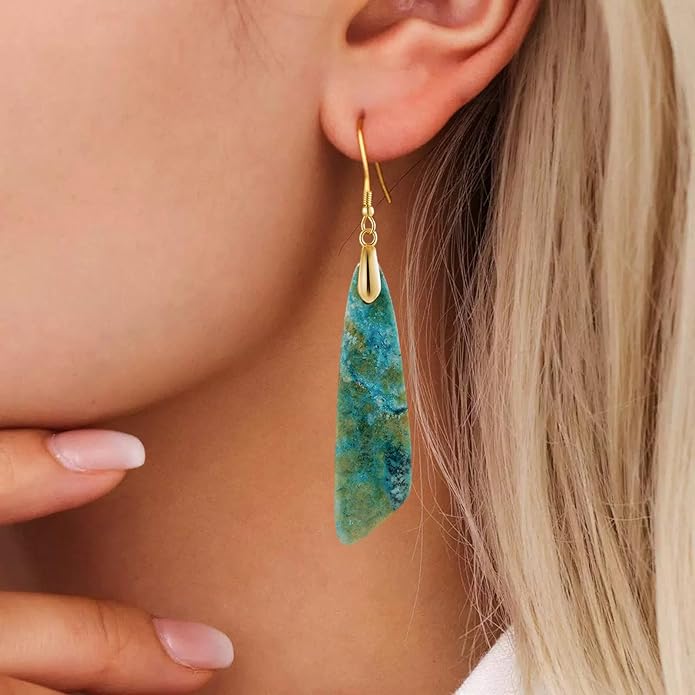 SELOVO Jasper Stone Earrings for Women Trendy Dangle Earrings Fishhook Drop Earrings